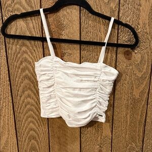 Hollister White Ruched Crop Top~Small